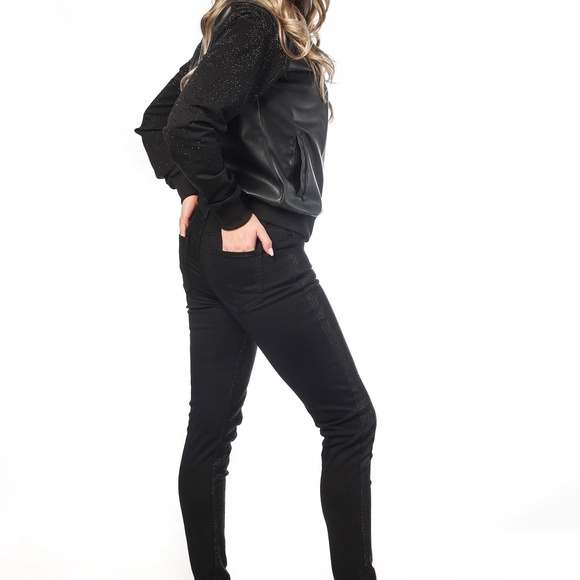 New Rhinestone HighWaisted Jeans Denim Skinny Jeans Women Embellished Slim Pants - Picture 14 of 17